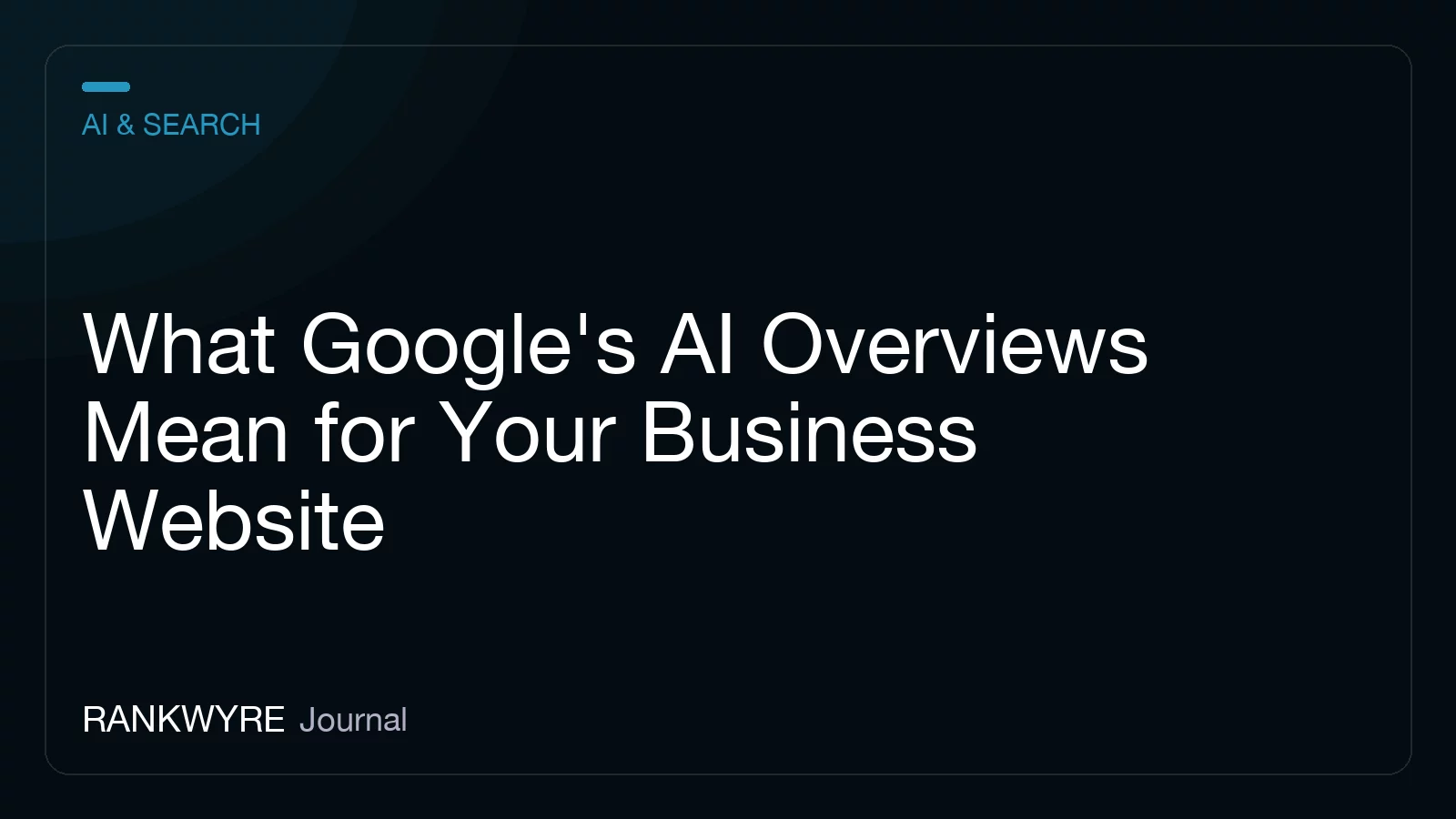 A Google results page with an AI Overview box above the organic links and a falling click-through line chart beside it