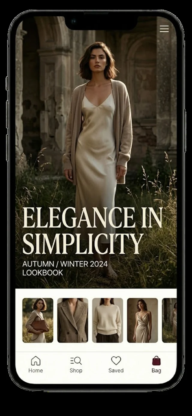 Velora autumn winter lookbook on mobile